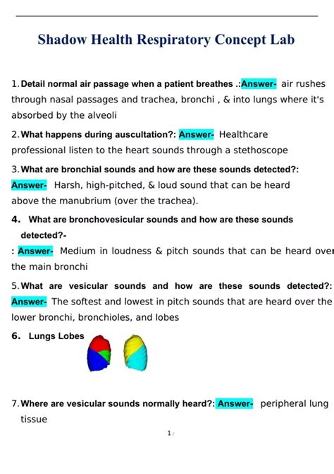 Shadow Health Respiratory Concept Lab with complete solution - Shadow ...