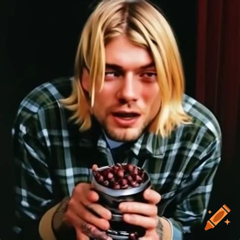 Kurt Cobain enjoying canned black beans on Craiyon