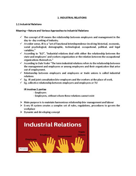 Industrial Relations Course Content - 1. INDUSTRIAL RELATIONS 1 ...
