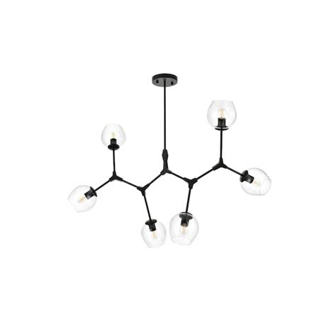 Elegant Decor Home Furnishing 6 -Light Black Clear glass Iron ...