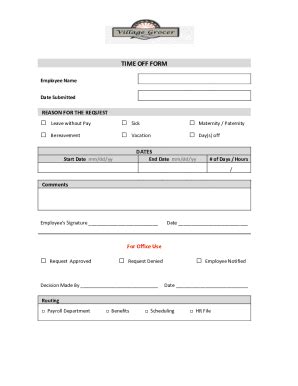 Fillable Online Emergency Time Off Request - get-coupon-codes.info Fax ...