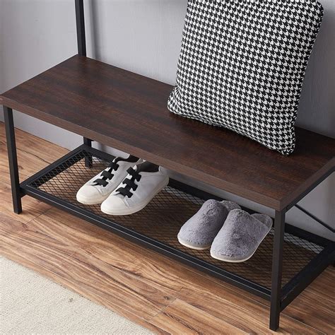 Buy Entryway Coat Rack Bench, Modern Hall Tree with Storage Bench, Wood ...