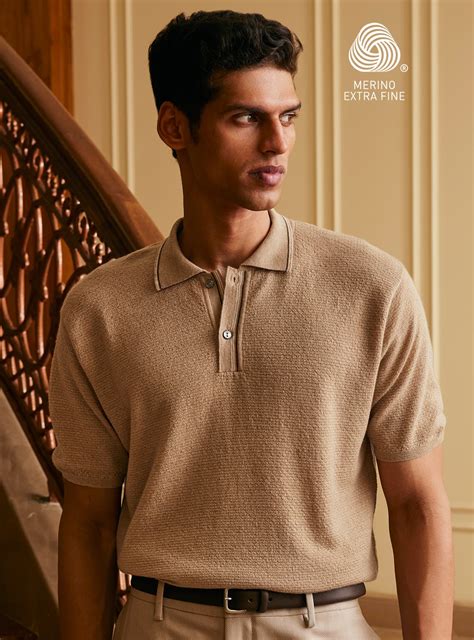 Buy 13-Oak-Merino-Polo | Casual Brown Structure Polo for Men Online ...