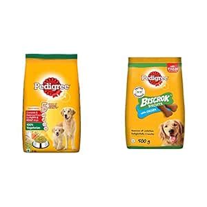 Pedigree Dry Food for Puppy & Adult Dogs, 100% Vegetarian, 3kg&Pedigree ...