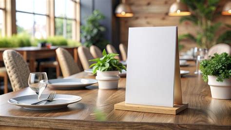 Mock up table tent card mockup template menu frame on table 3d ...