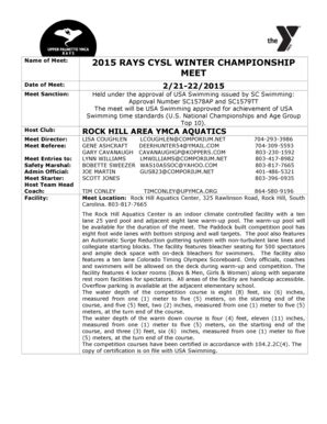 Fillable Online Held under the approval of USA Swimming issued by SC ...