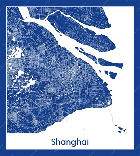 Premium Vector | Shanghai china asia city map blue print vector ...