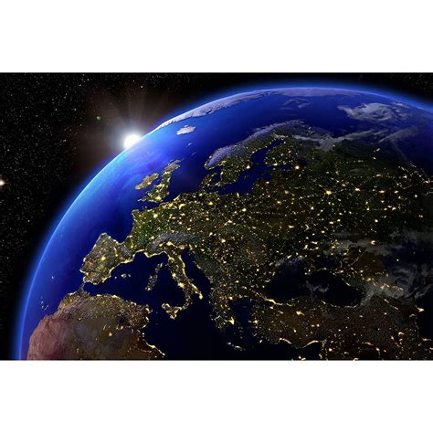 Poster – Europe at Night View – Outer Space Photo Wallposter ...