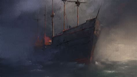 Download wallpaper 2048x1152 ship, waves, ocean, sea, art ultrawide ...