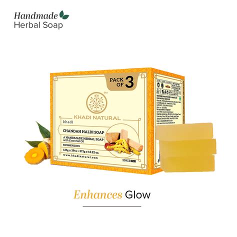 hadi Natural Chandan Haldi Soap Skin Brightening Pack of 3 (3×125g)