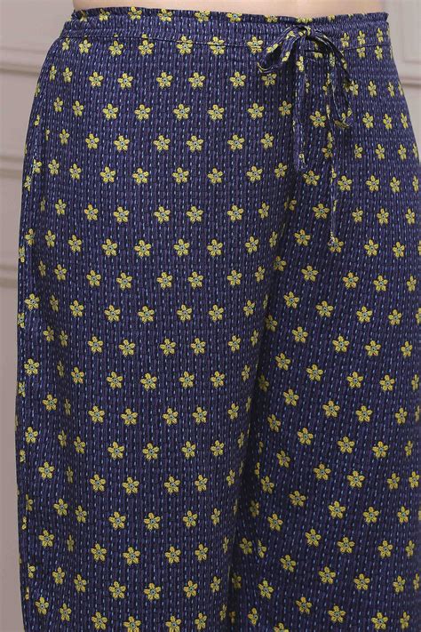 Navy Rayon Straight Palazzo