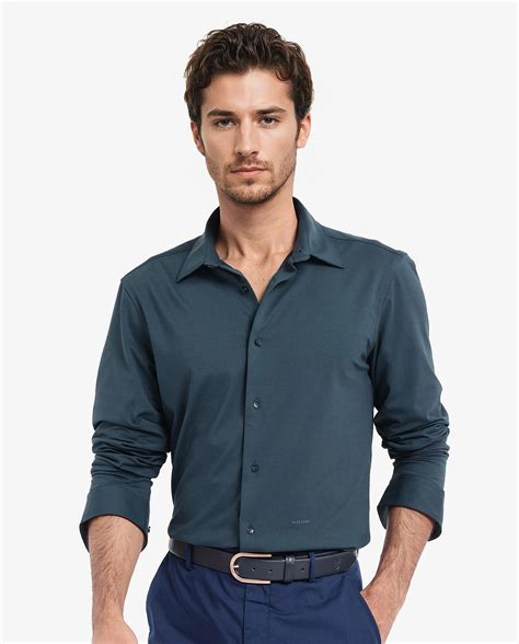 Rare Rabbit Men's Flyknit Teal Cotton Plain Regular Fit Full Sleeve Co