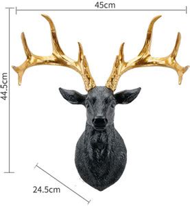 BNF Deer Head Figurine Wall Mount Artwork Antlers For Living Room ...