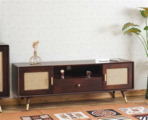 Boston Solid Wood Rattan Cane Tv Cabinet