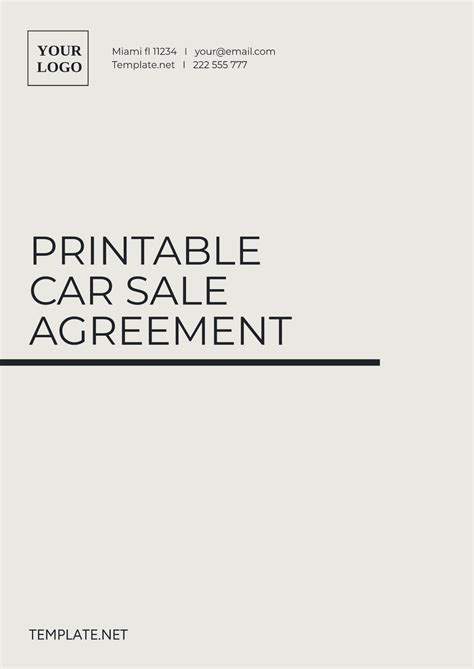 Free Car Agreement Templates, Editable and Printable