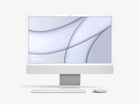 iMac Mockup with Keyboard and Mouse Straight View | by LS.GRAPHICS