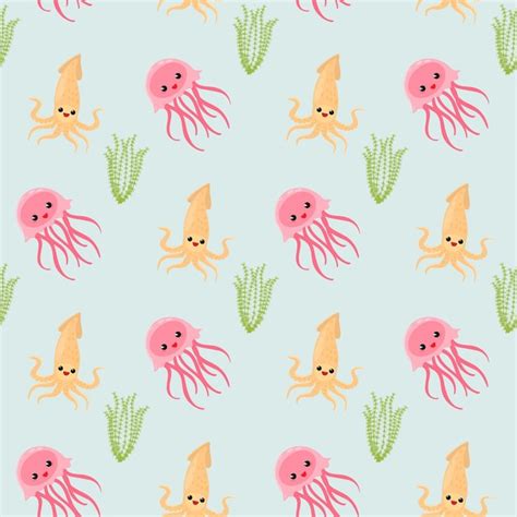 Children's pattern with marine themes vector flat illustration ...