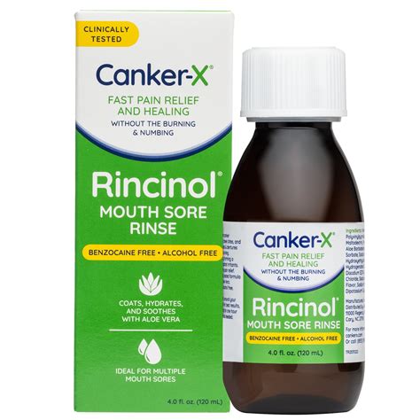 Canker-X Rincinol Oral Rinse Mouthwash, Quick Pain Relief from Canker ...