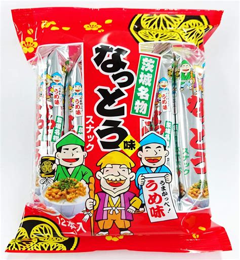 Amazon.co.jp: 茨城名物なっとう味スナック梅味 12本入り×12袋 : 食品・飲料・お酒