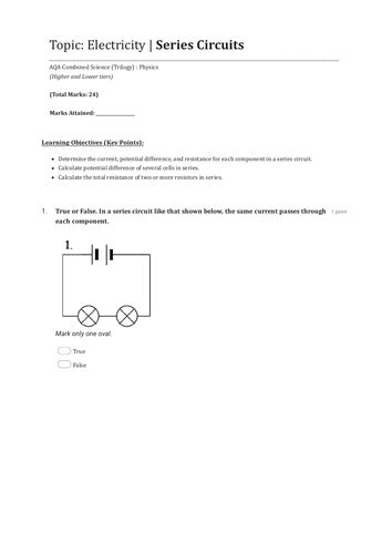 GCSE Physics Circuits Questions 的图像结果