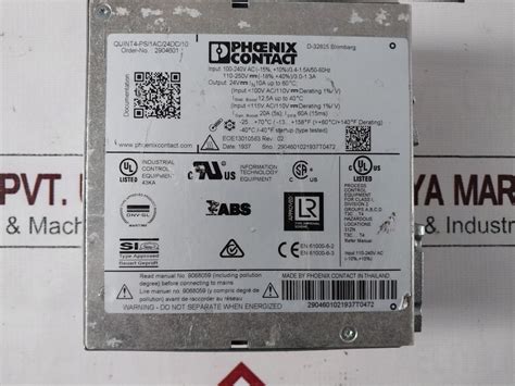 Phoenix Contact Quint4-ps/1Ac/24Dc/10 Power Supply 2904601 – Aeliya ...