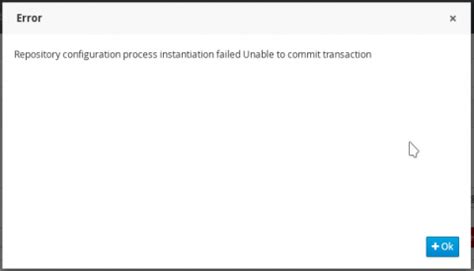 "Unable to commit transaction" error when creating managed repository ...