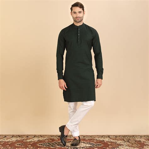 Emerald Elegance Stylish Green Kurta for Men – Suvidha Fashion