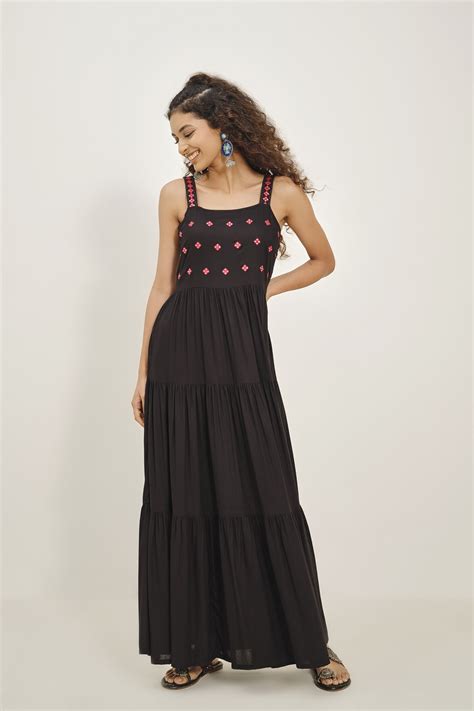 Buy Black Adaa Maxi Online In India at Global Desi F25R41MX_BLACK