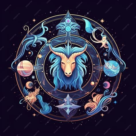Premium AI Image | Zodiac sign Capricorn Zodiac circle with animals
