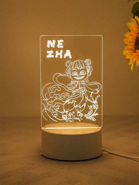 Nezha And Ao Bing 3D Acrylic Small Night Light Desktop Decoration ...