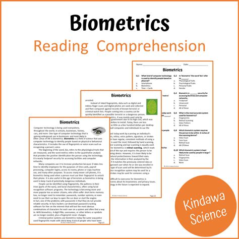 Biometrics Reading Comprehension Passage and Questions | Printable PDF ...