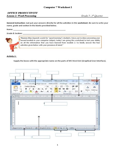 Image result for Class 7th Computer MS Home Tab Worksheet