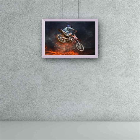 ArtzFolio Jumping Motocross Rider with Firestorm Tabletop Painting ...