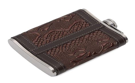 Store2508 Hip Flask with Funnel Stainless Steel Body with Snake Skin ...