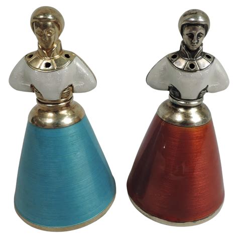 Pair of Danish Sterling Silver and Enamel Bird Salt and Pepper Shakers ...