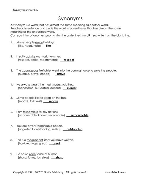 Synonym worksheet | PDF