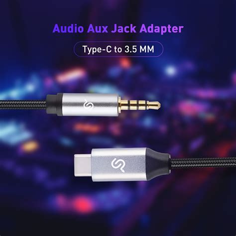 Type-C to 3.5 mm Audio Aux Jack Adapter Male to Male 4 Pole Audio Cable ...