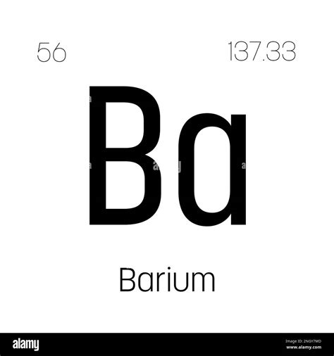 Barium, Ba, periodic table element with name, symbol, atomic number and weight. Alkaline earth ...