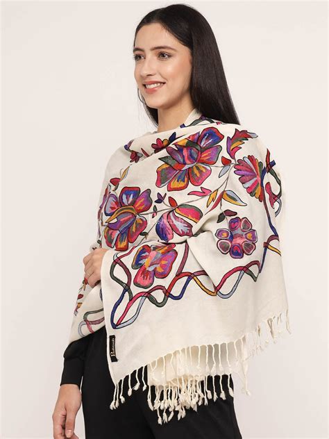 Pashtush womens 100% Pure Wool with Woolmark Certificate stole, nalki ...