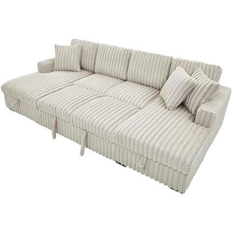 RENDGO 122“ Oversized Corduroy Sectional Sleeper Sofa India | Ubuy