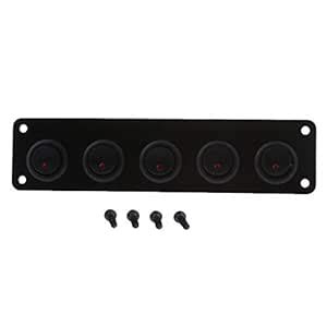 D DOLITY 12-24VDC 5 Gang Round ON-Off Rocker Toggle Switch Panel LED ...