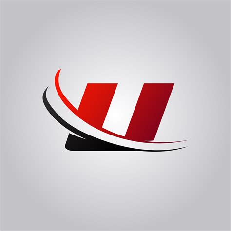 initial U Letter logo with swoosh colored red and black 587850 Vector ...