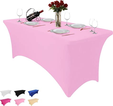 Amazon.com: IOFRYION 6FT Table Cloth for Rectangular Tablecloth Pink ...