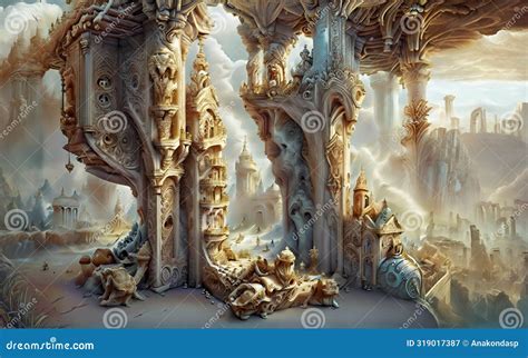 Construction with Columns of Lost Civilization World. Lost Ancient Civilization Stock ...