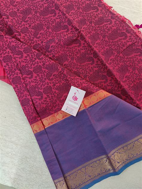 Pink cum Dual Shade Border with Vanasingram Pattern Kanchi Cotton ...