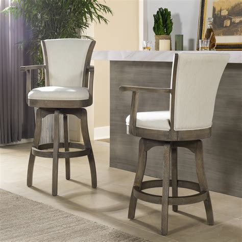 27” Swivel Counter Height Bar Stool, High Back Swivel Barstool with ...