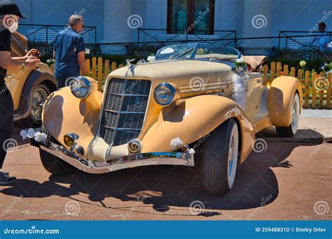 BADEN BADEN, GERMANY - JULY 2022: Beige 1935 AUBURN 851 SC BOATTAIL ...