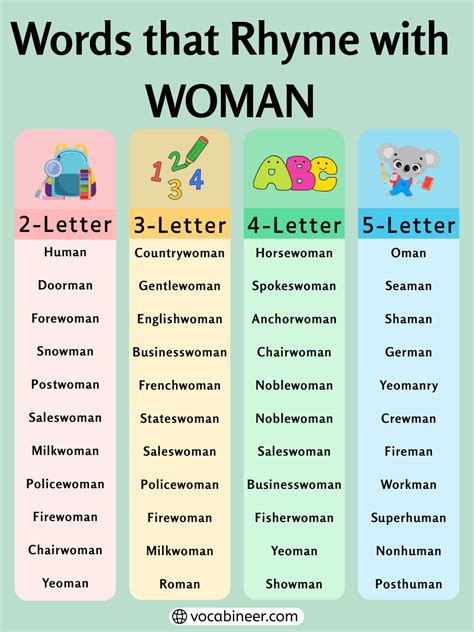 Elegant Rhymes with Woman: 771 Rhyming Words List