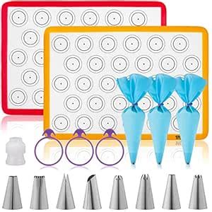 Buy Hotpop Macaron Baking Kit (17pcs Set) – 2 Half Size Silicone ...