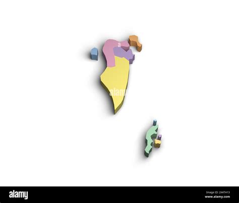 3d Bahrain color map illustration white background isolate Stock Photo - Alamy